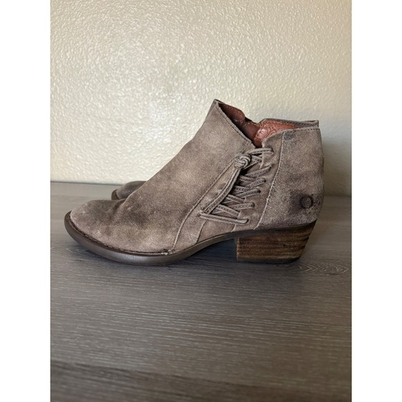 Born Suede Lace Up Side Ankle Boots Block Heel Women's 7 boho cottage prairie - Picture 4 of 9